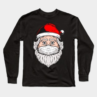 Santa Clause Wear Mask Illustration Long Sleeve T-Shirt